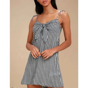 Sweet Pie Black and White Gingham Tie-Front Dress XS.